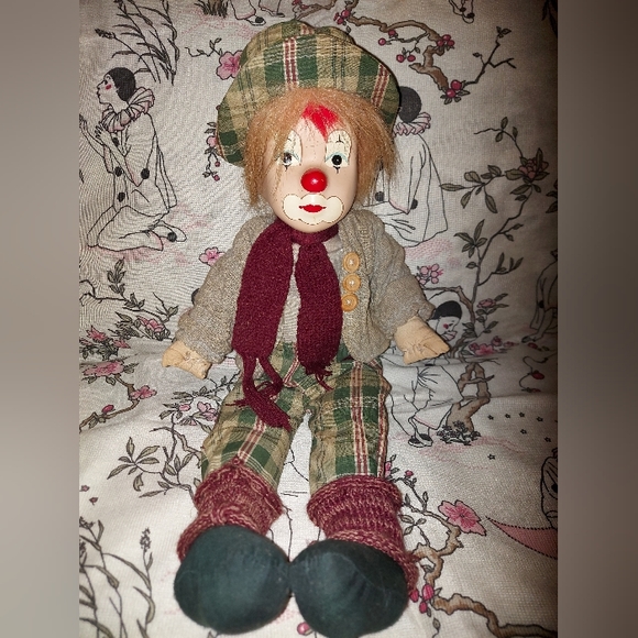 Hobo clown sitting grey green red - Picture 2 of 4